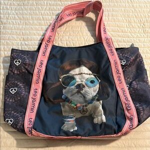 Blue and Pink Dog Print Tote Bag